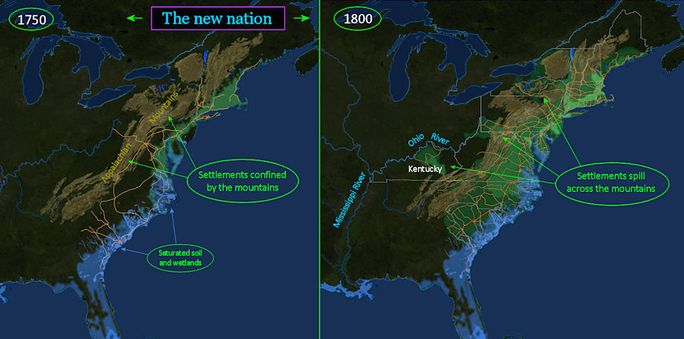 Settled Area Triples, 1750-1800 map